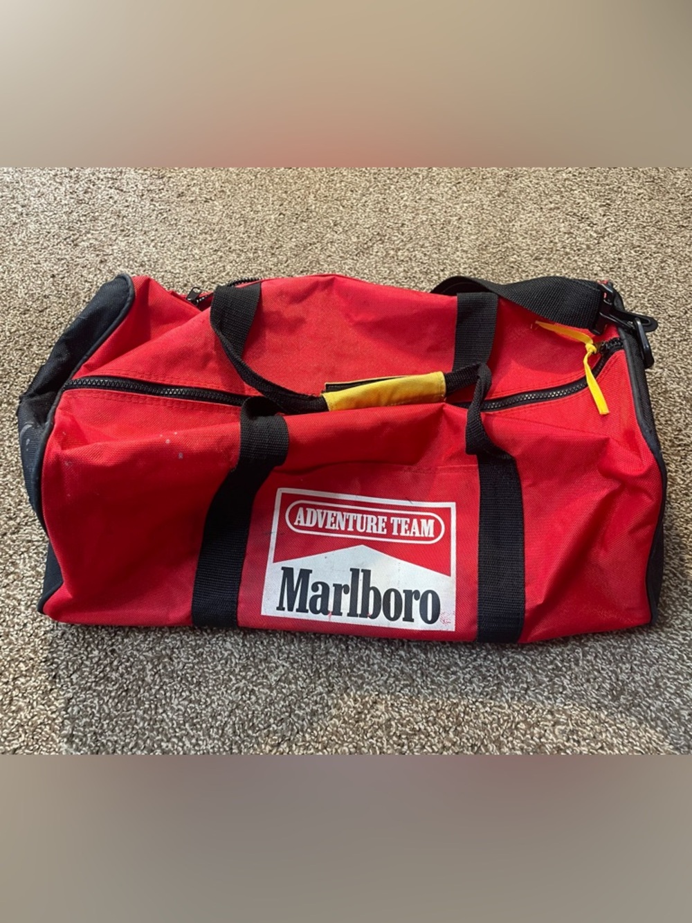 Vintage Marlboro Adventure Team Duffel Bag Travel Alligator Crocodile Red Black